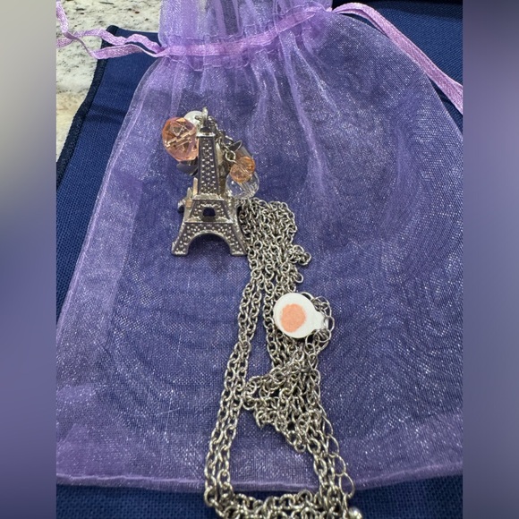 Paris Eiffel Tower Charms Necklace 32” long chain - Picture 6 of 10